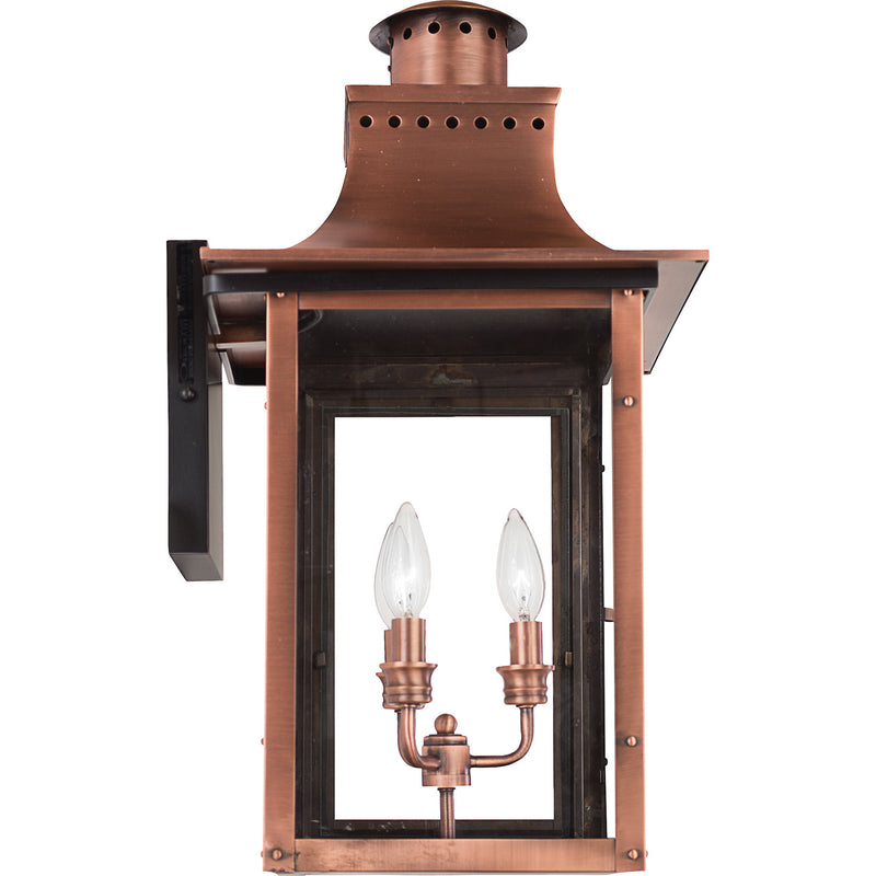 Quoizel CM8412AC Chalmers Three Light Outdoor Wall Lantern, Aged Copper Alternate Image 4.jpg