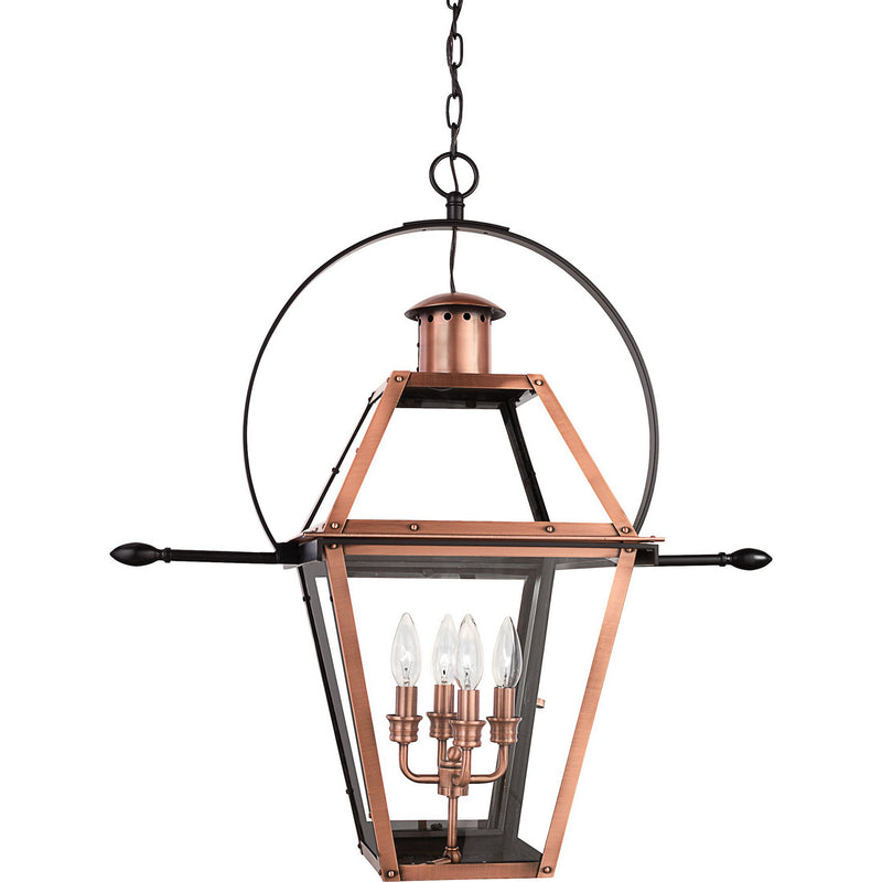 Quoizel RO1914AC Rue De Royal Four Light Outdoor Hanging Lantern, Aged Copper Main Image.jpg