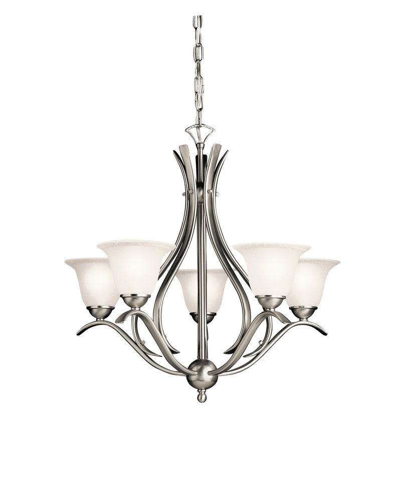 Kichler 2020NI Five Light Chandelier, Brushed Nickel
