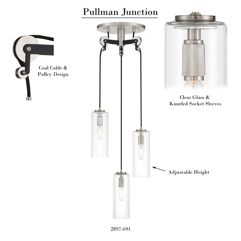 Minka-Lavery 2897-691 Pullman Junction Three Light Pendant, Coal With Brushed Nickel Alternate Image.jpg