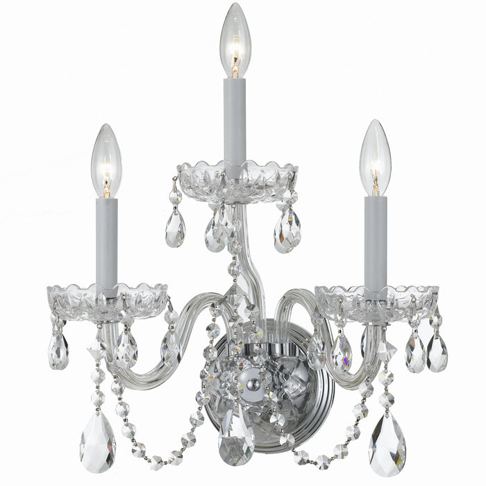 Crystorama 1033-CH-CL-MWP Traditional Crystal Three Light Wall Sconce Polished Chrome Main Image.jpg