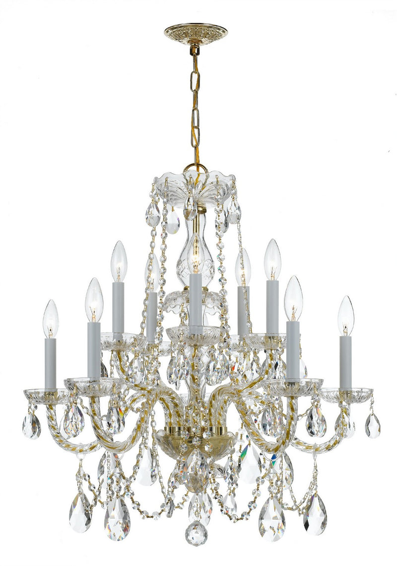 Crystorama 1130-PB-CL-SAQ Traditional Crystal Ten Light Chandelier Polished Brass Main Image.jpg