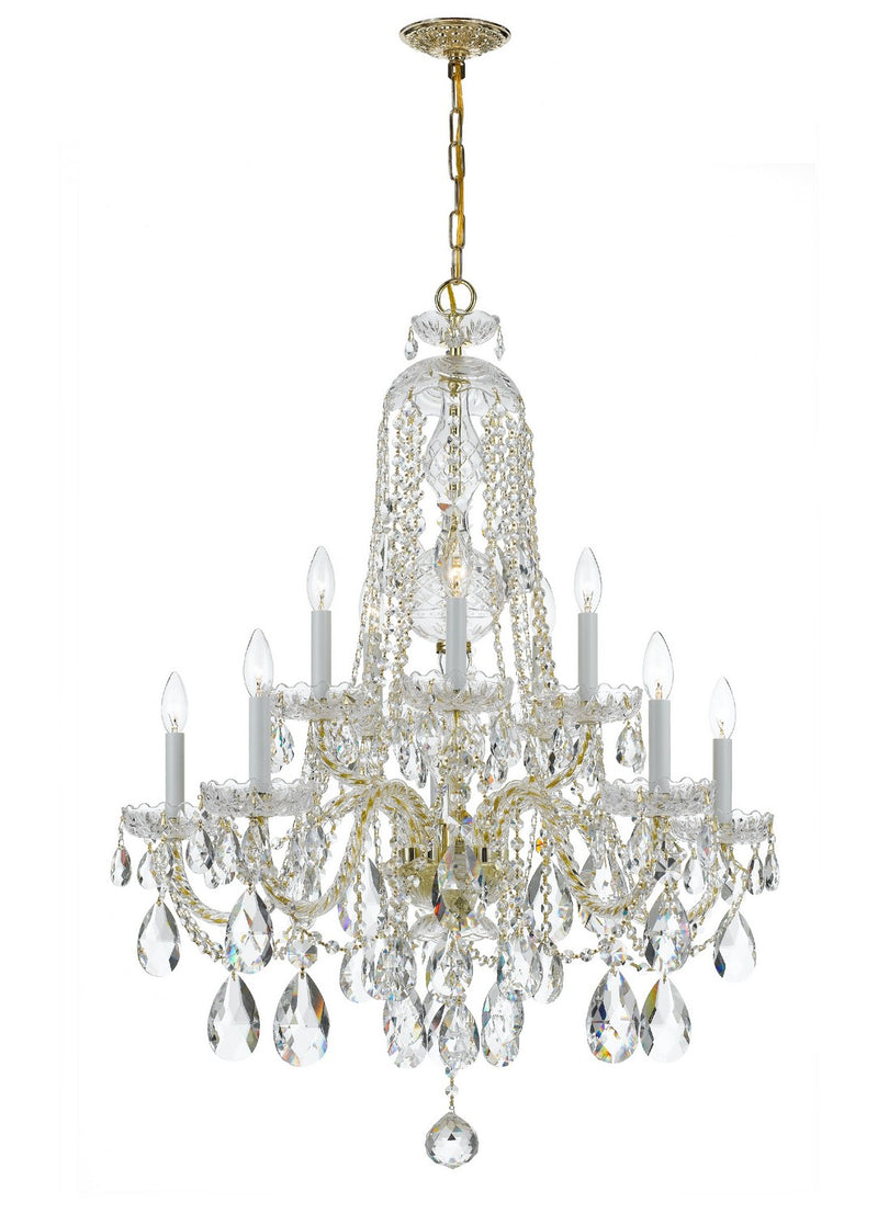 Crystorama 1110-PB-CL-MWP Traditional Crystal Ten Light Chandelier Polished Brass Main Image.jpg
