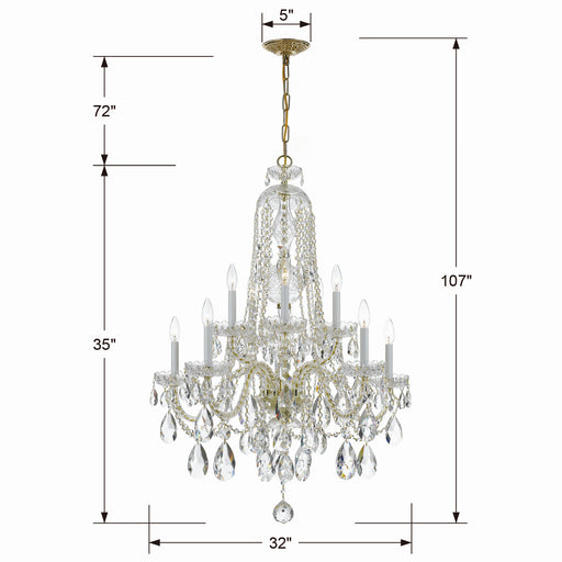 Crystorama 1110-PB-CL-SAQ Traditional Crystal Ten Light Chandelier Polished Brass Alternate Image.jpg