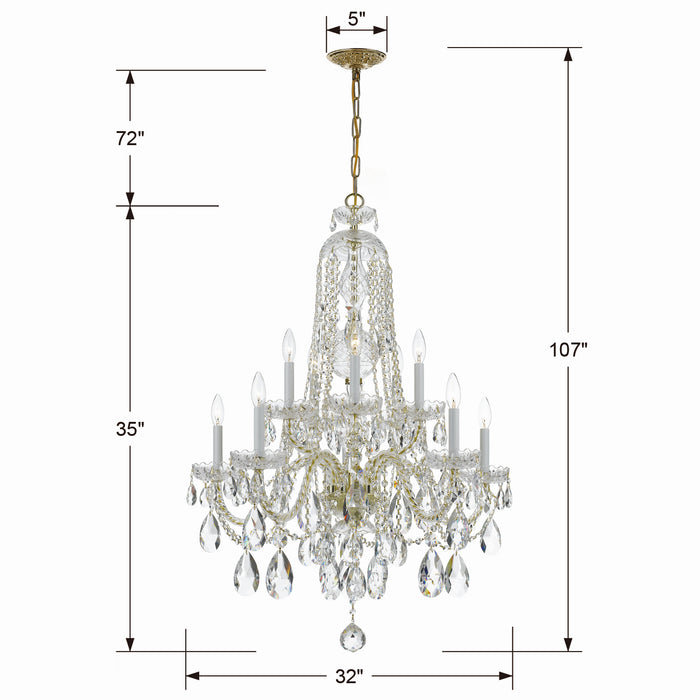 Crystorama 1110-PB-CL-SAQ Traditional Crystal Ten Light Chandelier Polished Brass Alternate Image.jpg