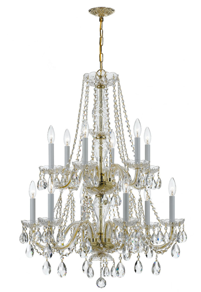 Crystorama 1137-PB-CL-S Traditional Crystal 12 Light Chandelier Polished Brass Main Image.jpg