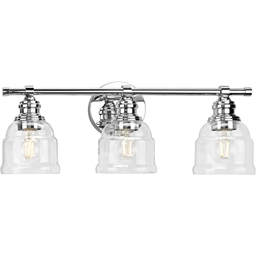 Progress P300375-015 Ambrose Collection Three-Light Farmhouse Polished Chrome Clear Glass Bath Vanity Light Alternate Image.jpg
