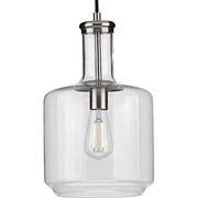 Progress P500230-009 Latrobe Collection One-Light Brushed Nickel Clear Glass Coastal Pendant Light Alternate Image.jpg