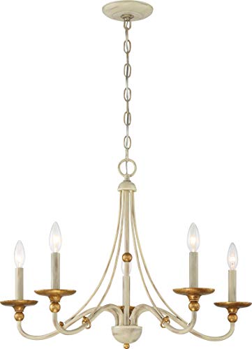 Minka-Lavery 1044-701 Westchester County Five Light Chandelier, Farm House White W/ Gilded Gold Leaf Alternate Image.jpg