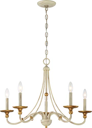 Minka-Lavery 1044-701 Westchester County Five Light Chandelier, Farm House White W/ Gilded Gold Leaf Alternate Image.jpg