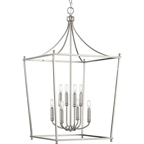 Progress P500371-009 Parkhurst Collection Eight-Light New Traditional Brushed Nickel  Chandelier Foyer Light Alternate Image.jpg