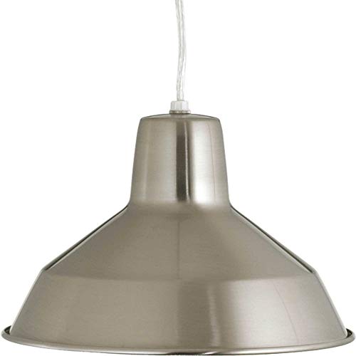 Progress P5087-09 Metal Shade Collection One-Light Brushed Nickel Spun Metal Shade Farmhouse Pendant Light Alternate Image.jpg
