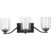 Progress P300122-143 Kene Collection Three-Light Graphite Clear Glass Craftsman Bath Vanity Light Alternate Image.jpg