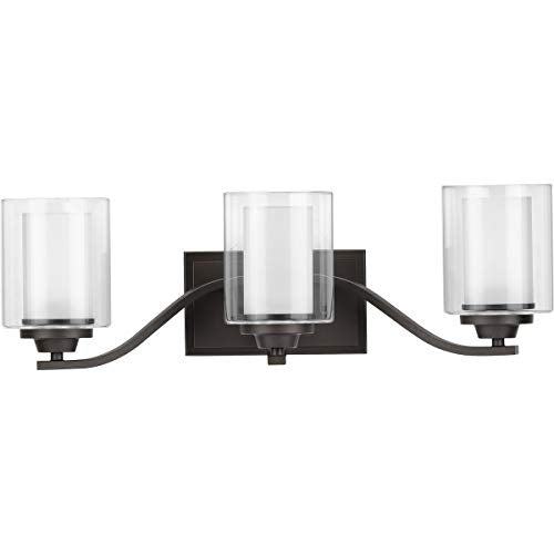 Progress P300122-143 Kene Collection Three-Light Graphite Clear Glass Craftsman Bath Vanity Light Alternate Image.jpg