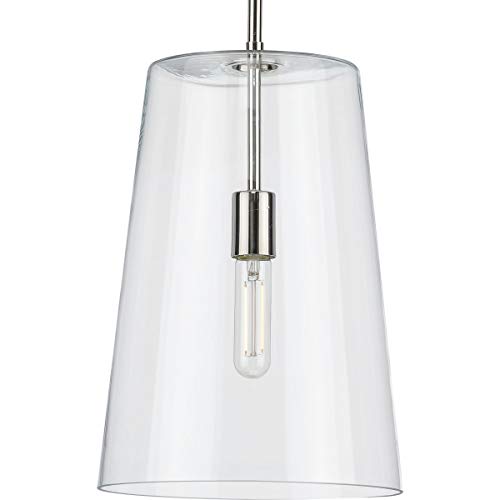 Progress P500242-104 Clarion Collection One-Light Polished Nickel Clear Glass Coastal Pendant Light Alternate Image.jpg