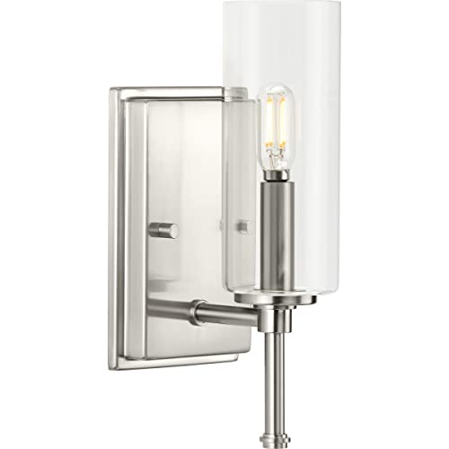 Progress P300356-009 Elara Collection One-Light New Traditional Brushed Nickel Clear Glass Bath Vanity Light Alternate Image.jpg