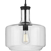 Progress P500231-031 Latrobe Collection One-Light Matte Black Clear Glass Coastal Pendant Light Alternate Image.jpg