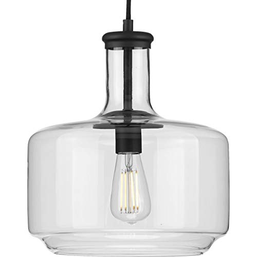 Progress P500231-031 Latrobe Collection One-Light Matte Black Clear Glass Coastal Pendant Light Alternate Image.jpg