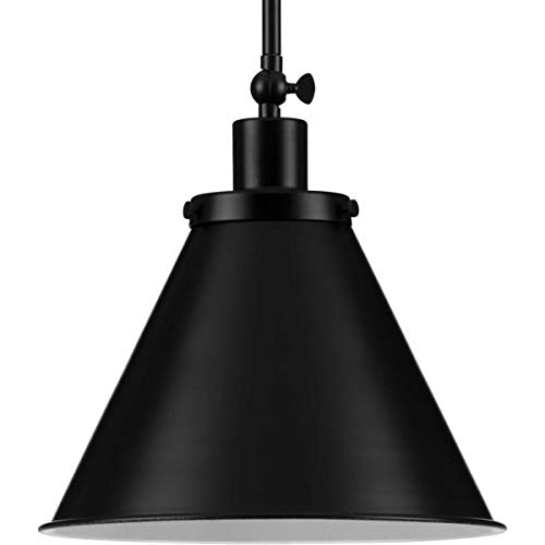 Progress P500325-031 Hinton Collection One-Light Matte Black Vintage Style Hanging Pendant Light Alternate Image.jpg