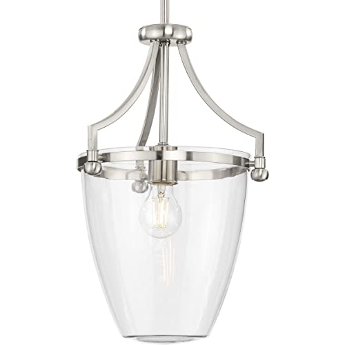 Progress P500360-009 Parkhurst Collection One-Light New Traditional Brushed Nickel Clear Glass Mini-Pendant Light Alternate Image.jpg
