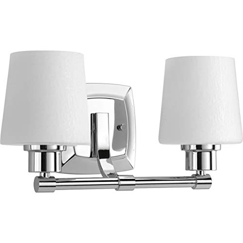 Progress P300017-015 Glance Collection Two-Light Polished Chrome Etched White Linen Glass Farmhouse Bath Vanity Light Alternate Image.jpg
