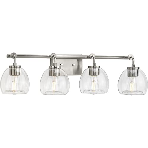 Progress P300348-009 Caisson Collection Four-Light Brushed Nickel Clear Glass Urban Industrial Bath Vanity Light Alternate Image.jpg