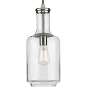 Progress P500229-009 Latrobe Collection One-Light Brushed Nickel Clear Glass Coastal Pendant Light Alternate Image.jpg