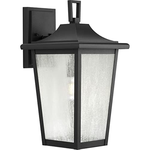 Progress P560309-031 Padgett Collection One-Light Transitional Textured Black Clear Seeded Glass Outdoor Wall Lantern Alternate Image.jpg