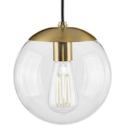 Progress P500309-109 Atwell Collection 8-inch Brushed Bronze and Clear Glass Globe Small Hanging Pendant Light Alternate Image.jpg