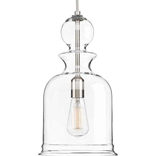 Progress P5333-09 Staunton Collection One-Light Brushed Nickel Clear Glass Global Pendant Light Alternate Image.jpg