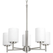 Progress P4319-09 Replay Collection Five-Light Brushed Nickel Etched Glass Modern Chandelier Light Alternate Image.jpg