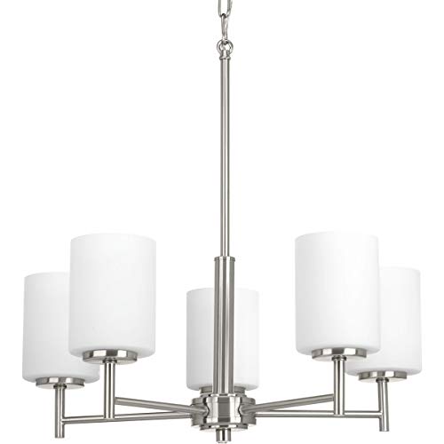 Progress P4319-09 Replay Collection Five-Light Brushed Nickel Etched Glass Modern Chandelier Light Alternate Image.jpg