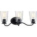 Progress P300263-031 Durrell Collection Three-Light Matte Black Clear Glass Coastal Bath Vanity Light Alternate Image.jpg