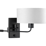 Progress P710104-31M Carrick Collection  One-Light Matte Black Summer Linen Shade Transitional Wall Light Alternate Image.jpg