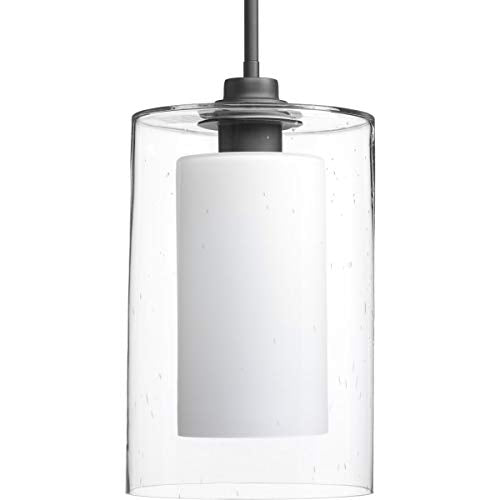 Progress P500019-143 Double Glass One-Light Graphite Etched White Inside/Seeded Glass Outside Glass Farmhouse Pendant Light Alternate Image.jpg