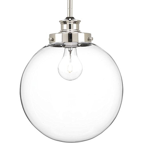 Progress P5070-104 Penn Collection One-Light Polished Nickel Clear Glass Farmhouse Pendant Light Alternate Image.jpg