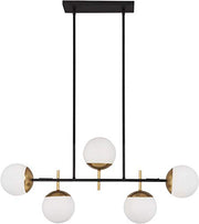George Kovacs P1355-618 Alluria Five Light Island Pendant, Weathered Black W/Autumn Gold Alternate Image.jpg