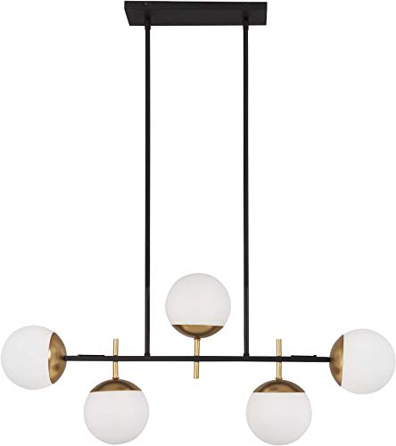 George Kovacs P1355-618 Alluria Five Light Island Pendant, Weathered Black W/Autumn Gold Alternate Image.jpg