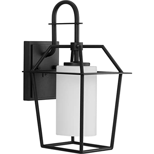 Progress P560313-031 Chilton Collection One-Light New Traditional Textured Black Etched Opal Glass Outdoor Wall Lantern Alternate Image.jpg