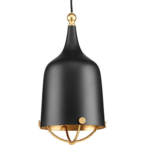 Progress P500033-031 Era Collection One-Light Matte Black and Gold Global Pendant Light Alternate Image.jpg