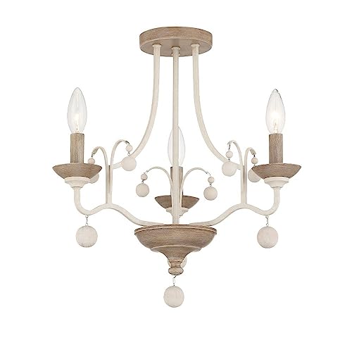 Minka-Lavery 2662-717 Colonial Charm Three Light Semi Flush Mount, White Wash With Sun Dried Clay Alternate Image.jpg