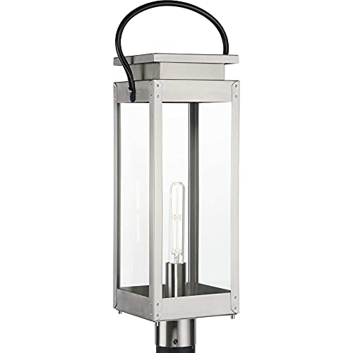 Progress P540046-135 Union Square Collection One-Light Stainless Steel and Clear Glass Outdoor Post Lantern Alternate Image.jpg