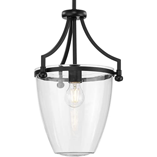 Progress P500360-31M Parkhurst Collection One-Light New Traditional Matte Black Clear Glass Mini-Pendant Light Alternate Image.jpg