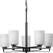 Progress P400286-31M League Collection Five-Light Matte Black and Etched Glass Modern Farmhouse Chandelier Light Alternate Image.jpg