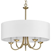 Progress P4217-109 Drum ShadeCollection Five-Light Brushed Bronze White Fabric Shade New Traditional Chandelier Light Alternate Image.jpg