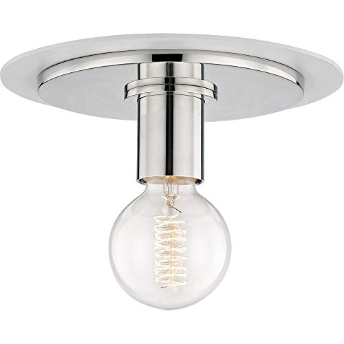 Mitzi H137501S-PN/WH Milo One Light Flush Mount, Polished Nickel/White Alternate Image.jpg