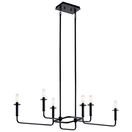 Kichler 43362BK Alden Six Light Linear Chandelier, Black Alternate Image.jpg