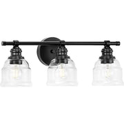 Progress P300375-31M Ambrose Collection Three-Light Farmhouse Matte Black Clear Glass Bath Vanity Light Alternate Image.jpg