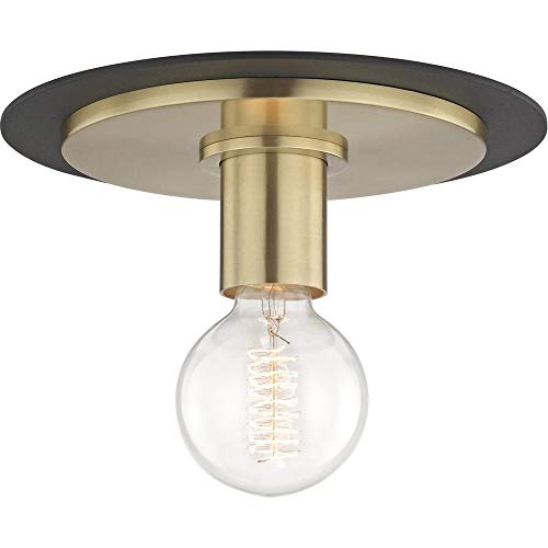 Mitzi H137501S-AGB/BK Milo One Light Flush Mount, Aged Brass/Black Alternate Image.jpg