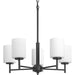 Progress P4319-31 Replay Collection Five-Light Textured Black Etched White Glass Modern Chandelier Light Alternate Image.jpg